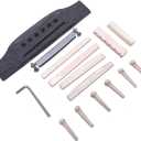 Jiayouy 15Pcs Guitar Rosewood Bridge & Saddle Nut & Adjustable Shaft & 6pcs Bridge Pins Repair Kit for 6 String Classical/Acoustic Guitar Replacement