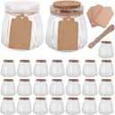 4oz Glass Jars with PE Lids and Cork Lids, 24 Pack Mini Pudding Jars Yogurt Jars Containers for Spice, Jam, honey, Mousse, Wedding, Shower Favors, DIY and Art