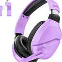 Wireless Gaming Headset with Noise Canceling Microphone for PS5, PC, PS4, 2.4G/Bluetooth Gaming Headphones with USB and Type-c Connector, Wired Mode for Controller (Purple)