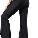 2 x Sghenr Women's Shiny High Waisted Flare Yoga Pants Tummy Control Wide Leg Casual Workout Leggings (Black, S)
