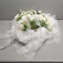 Moukeren 12 Packs Wedding Chair Sashes Aisle Decoration Church Pew Decorations for Wedding Tulle Tutu Chair Covers with Artificial Flowers Ribbon for Ceremony Bridal Party Baby Shower Banquet(White)
