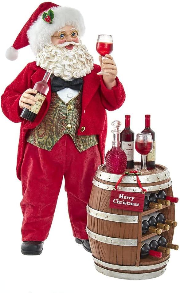 Kurt S. Adler 10.5-Inch Fabriché Wine Tasting Santa, 2 Piece Set