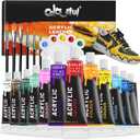 Colorful Acrylic Leather Paint for Shoe Painting- 12 Colors Leather Paint for Bag & Wallet Decor, Leather Jacket Care, Crafts DIY & Customizing Leather Projects