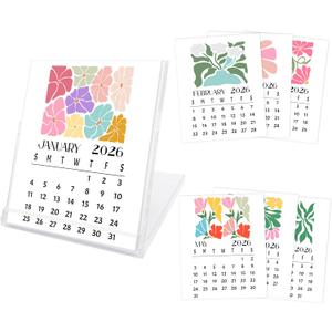 4 x Desk Calendar 2026-2027, Small School Year Calendar (January 2026 to June 2027), Floral Monthly Desktop Calendar for Home Office Table Desk Decoration, Gifts for Friends Coworkers-07