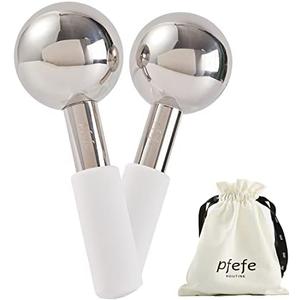 pfefe Ice Globes for Face & Eyes, Unbreakable Stainless Steel Cryo Sticks for Beauty Routines, Facials Cold Roller Cooling Globes for Puffiness, Wrinkles, Dark Circles, Headaches
