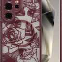 XIZYO Magnetic Case for Samsung Galaxy S24 Ultra Floral Rose Cute [Compatible with Magsafe] for Women Girls Burgundy Aesthetic Pattern Slim TPU Shockproof Bumper Cover, Wine Red | Floral Rose, Cute Phone Case, for Women Girls, Aesthetic Pattern, Slim