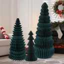 AmazingSpark 3 Pcs Large Honeycomb Christmas Tree - 4ft 3ft 2ft Paper Christmas Folding 3D Home Decoration Set with Magnetic Design for Winter Holiday Festive Party (Classic,Green)