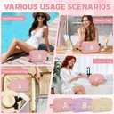 Initial Birthday Gifts Makeup Bag, Preppy Chenille Patch Cosmetic Bag, Birthday Gift Travel Toiletry Pouch, Ideal Gift for Women, Girls, Teachers & Moms (Light Pink, H)