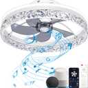 Ceiling Fan with Light, Low Profile Flush Mount Ceiling Fan, Bluetooth Ceiling Fan with Speaker, Smart Ceiling Fan with Alexa & Google Assistant, Voice/APP/Remote Control