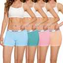 Molasus Womens Cotton Boxer Briefs Boy Shorts Underwear 4Pack (Orange, S)
