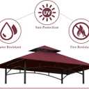 Grill Gazebo Replacement Top, 5 * 8 Outdoor BBQ Top Cover, Double Layer BBQ Gazebo Top Canopy for Model #L-GG001PST-F (Burgundy)