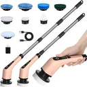 Electric Spin Scrubber, Cordless Cleaning Brush Scrubber for Home, 8 Replaceable Brush Heads-90Mins Work Time, 3 Adjustable Size, 2 Speeds for Bathroom Shower Bathtub Glass Car