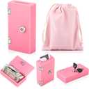 Acrylic Box for Gambler, Winners Bank Portable Safe Casino Money Pocket Sized Cash Box with 2 Keys and Storage Bag(Pink,1 Pack)