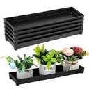 6 PCS Plastic Plant Tray Saucer, Rectangular Window Sill Plant Tray for Indoors Outdoor Flower Pots for Window Shelf, Clear Thick Plastic Plant Trays for Succulent Planter, Square Plant Saucers