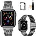 MioHHR Compatible with Apple Watch Band 38mm 40mm 41mm, Solid Stainless Steel Metal Strap Band for iWatch Series 9 8 7 6 5 4 3 2 1 SE, Space Grey (41mm/40mm/38mm, Space Gray)