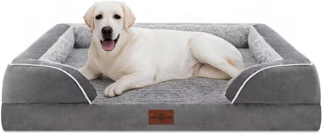 Comfort Expression Jumbo Dog Bed for Extra Large Dogs, Waterproof Orthopedic Dog Bed, Large Breed Dogs Beds, PV Washable Sofa Beds with Removable Cover & Non-Slip Bottom(Jumbo,Grey) (45.0"L x 35.0"W x 9.0"Th)