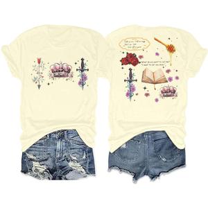 Powerless Shirt Women Funny Book T-Shirts Book Fan Gift Tee Summer Casual Bookish Short Sleeve Tops M