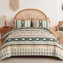 Queen Size Comforter Set Beige, 7 Pieces Bed in a Bag Boho Aztec Bedding | Soft Western Bedding Set with Sheets & Pillow Shams,Bohemian Geometric Striped Brown Fall Beds All-Season
