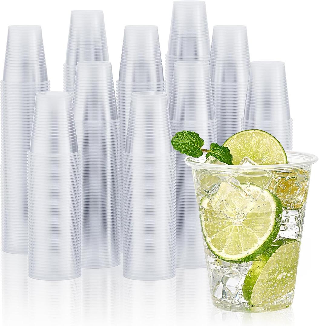 Vplus 2000 Pack 12 OZ Clear Plastic Cups, 12 Ounce Disposable Drinking Cold Water Party Bulk Plastic Cups for Business Wedding Party, 3.54 inches x 4.02 inches