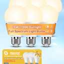 Neporal Full Spectrum Light Bulb 15W LED=100W, 2700K Flicker-Free Warm Light Bulbs, UV-Free & High CRI & Eye-Caring Sunlight Light Bulbs for Human, Home, Office, Plant, E26/E27, 30000H Lifespan, 6PK (Soft White)