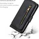 QLTYPRI Case for Samsung Galaxy A51(4G), Wallet Case with Premium PU Leather Zipper Purse Credit Card Holder Slot Kickstand Wrist Strap Dual Layer Protective Case for Galaxy A51(4G) - Black