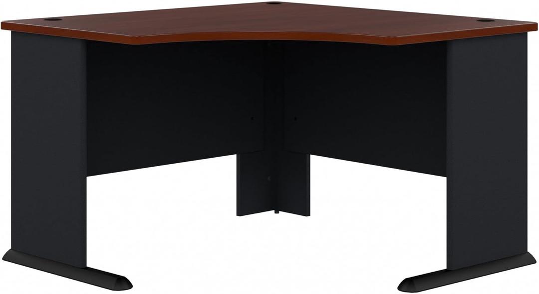 Bush Business Furniture Series A 48W Corner Desk in Hansen Cherry and Galaxy, Small Computer Table for Home or Professional Office