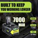 VINIDA 2 Pack P108 7.0Ah Lithium-Ion Replacement for Ryobi 18V Battery P102 P103 P104 P105 P107 P109 P122 Compatible with Ryobi 18V System Cordless Power Tools and Charger