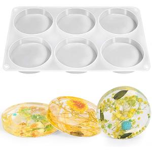 YITIAOXIAOYU 6 Cavity Deep Round Coaster Mold, Thicken Resin Casting Coasters Molds, for Epoxy Resin, for Flower Bouquet Preservation, Decorations, DIY Crafts