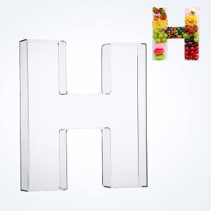 11" Acrylic Letter & Number Tray  Reusable Fillable Charcuterie Snack Platter, Alphabet Dessert Serving Box for Birthday, Wedding, Graduation Party Decor (H)