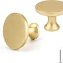 goldenwarm 10 Pack Gold Cabinet Knobs Brushed Brass Kitchen Drawer Knobs - LSJ12GD Single Hole Square Cupboard Bathroom Door Knobs Gold Cabinet Pulls Hardware Brushed Gold Knobs 2in/50mm Overall lenth