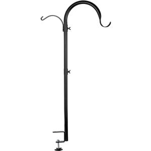 Wosibo Three Span Deck Hook, 37 Inches Deck Bird Feeder Pole, Hanging Baskets Porch Multi-Hook for Deck Kit with Three Branches for Plant Hangers, Lanterns, Wind Chimes and More