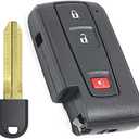 Keyecu Replacement Shell Keyless Smart Remote Key Case Fob 2+1 Button for Toyota Prius 2004-2009 with Uncut Key Blade