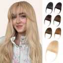 EINAEY Clip in Bangs 100% Real Human Hair Fringe with Temples, Butter Blonde Wispy Bangs Hair Clip Hairpiece for Women, Natural Look, Easy Trim & Secure BB Clips for Daily Wear