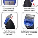 Animal Stainless Steel Attachment 8 Colors Guide Comb Set from 1/8 Inch to 1 Inch(3-25mm),Compatible with Andis, Oster A5, Wahl KM10 Series Clipper Detachable Blade(Only fit for 15# 10# 30# blade)