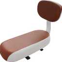 Kid's Bike Seat - PU Leather Mountain Bicycle Cushion with Backrest (White+Brown)