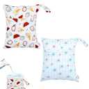 ALVABABY 2pcs Superior Waterproof Wet Dry Bags,Reusable Two Zippered Pockets, baby cloth diaper wet bags,Travel,Beach,Pool,Daycare,Soiled Items,Yoga Gym Bag,wet bag for swimsuit Black&Grey LW-B2629