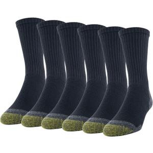 GOLDTOE Men's 656S Cotton Crew Athletic Socks (Multipack) (Black, L)