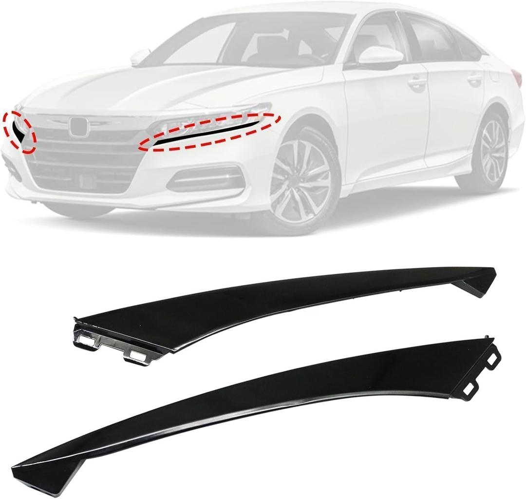 Priprilod Grille Lower Molding Trim Driver+ Passenger Side Compatible With Honda Accord Sedan 2018-2020 Bumper Molding Trim #71114TVAA00 71119TVAA00
