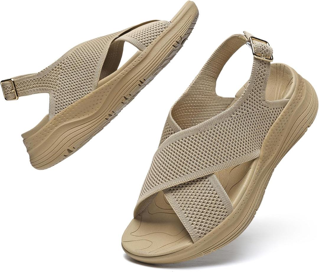 Bravover Womens Orthopedic Sandals Ladies Recovery Sport Outdoor Adjustable Strap Sandals with Comfortable Plantar Fasciitis Arch Support 41