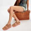 MICIFA Brown Platform Sandals for Women Flatform Water Sandals Chunky Lug Sole Open Toe Wedge Comfortable Waterproof Summer Walking Beach Vacation Dressy Trendy Resort Wears Shoes (Brown), Size 6