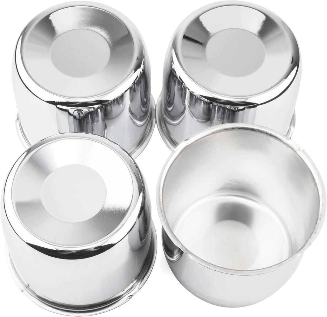 4.25 inch Trailer Center Caps Push Through Wheel Center Caps for Truck Trailer RV Wheels Rims Steel Chrome Hub Covers, 4PCS, Silver (4.25in Hub Hole, 3.66in Tall)
