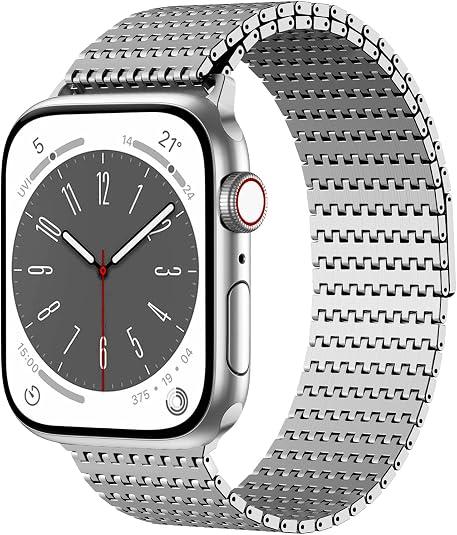 Magnetic Mesh Loop Band Compatible with Apple Watch Band 49mm 46mm 45mm 44mm 42mm 40mm 41mm 38mm Men Women, Stainless Steel Adjustable Metal Strap for iWatch Series 10 9 8 7 6 5 4 3 2 1 Ultra SE