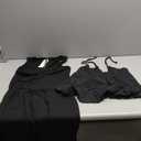 MEROKEETY Women's Summer Mini Sundress Casual Waffle Knit Square Neck Drawstring Beach Tank Dresses (X-Large, Black)