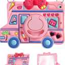 For iPad 6th/5th Generation Case, Air 1st/Air 2nd, for iPad Pro 9.7 Inch Case - for Girls Cute Girly Kawaii 3D Cartoon Design with Rotating Stand Handle & Shoulder Strap Silicone Cover
