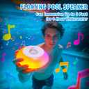Floating Pool Speaker with Colorful Lights, IP68 Waterproof, Wireless Bluetooth, Built-in Mic, Surround Sound, for Outdoor Use and Hot Tubs (White)