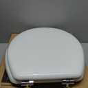 MAYFAIR 844CP 000 Edgewater Toilet Seat with Chrome Hinges will Never Come Loose, ROUND, Durable Enameled Wood, White