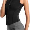 Women's Workout Activewear Vests Cropped Sleeveless Yoga Athletic Golf Shirt Tank Tops (Large, Black)