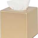 Tissue Box Cover, Square Facial Tissue Holder Storage for Bathroom Vanity, Countertops, Dressers, Night Stand, Parlors and Offices - Gold