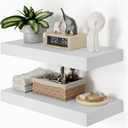 Heimlove 12" Deep White Floating Shelves for Wall, 24 Inch Shelf Bathroom Shelves Set of 2, Mounted Shelves for Books Living Room Laundry Room Bedroom Kitchen Home Office