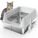 AIPERRO Stainless Steel Litter Box with Lid, High Sided Metal Litter Boxes